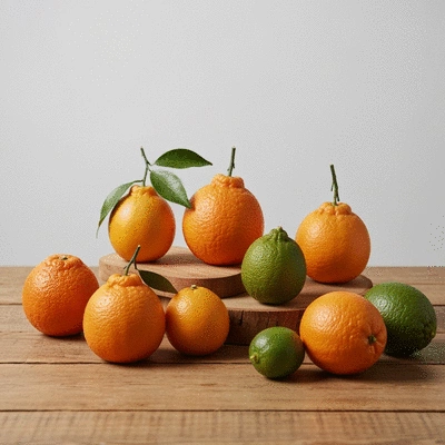 Assortment of rare orange varieties on a rustic wooden table