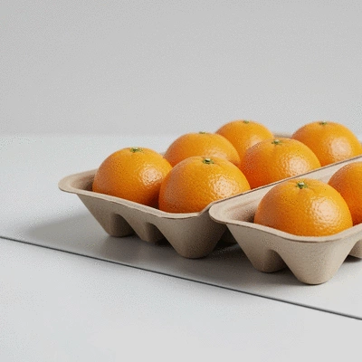 Modern sustainable packaging solution for oranges on a minimalist background